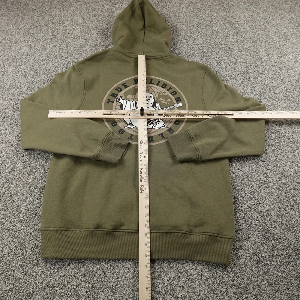 NEW True Religion Hoodie Mens L Green Buddha Graphic Full Zip Sweatshirt‎ Jacket